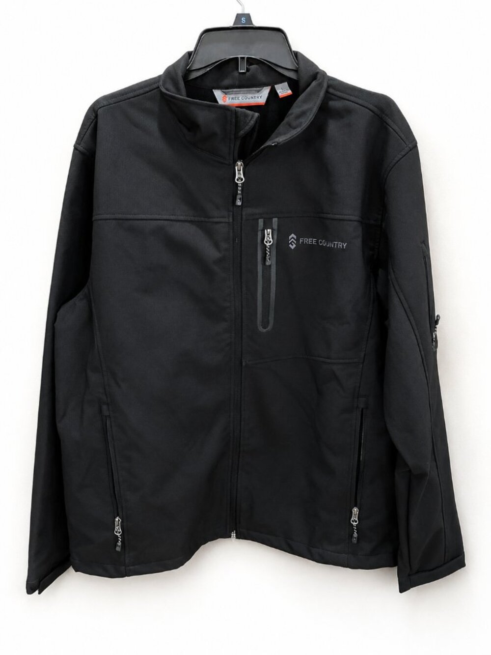 Free Country Men's Soft Shell Jacket Black Fleece Lined Full Zip Size L